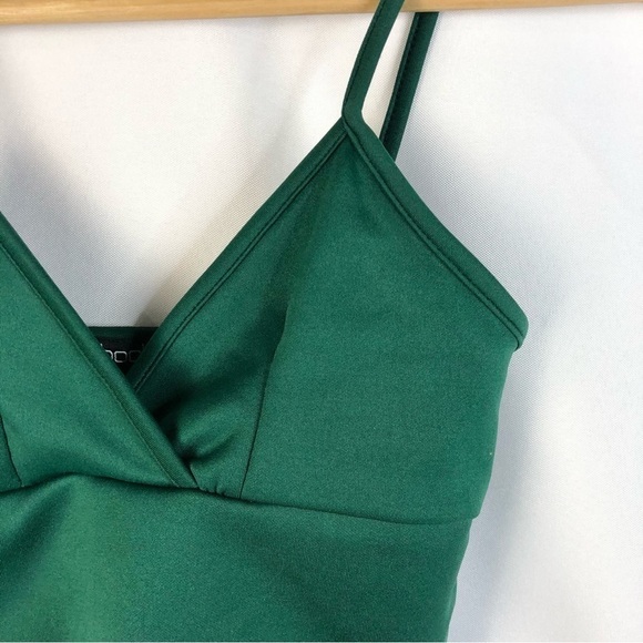 BooHoo Emerald Green Cross Bust Scuba Crop Tank Top 4/S - Picture 3 of 4